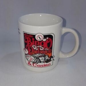 Indio Bingo Palace & Casino Vintage Coffee Mug Las Vegas White Ceramic Cup Tea